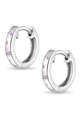 handsome silver pink cubic zirconia baby huggie earrings